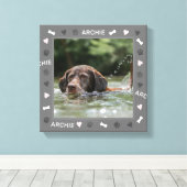 Aanpasbare hondenfoto en gepersonaliseerde naam canvas afdruk (Insitu (Houten vloer))