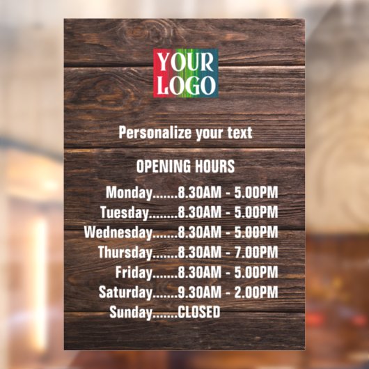 Aanpasbare houten logo tekst openingsuren bedrijf raamsticker (Vel 2)