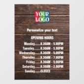 Aanpasbare houten logo tekst openingsuren bedrijf raamsticker (Vel)