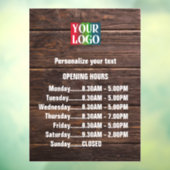 Aanpasbare Houten Logo Tekst Zakelijke Openingsure Raamsticker (Vel 3)