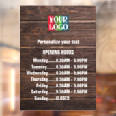 Aanpasbare Houten Logo Tekst Zakelijke Openingsure Raamsticker (Vel 2)