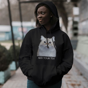 Aanpasbare huisdierfoto tekst Zwart-witte kattenli Hoodie