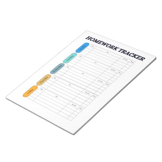 Aanpasbare Huiswerk Tracker Notitieblok (Schuin)