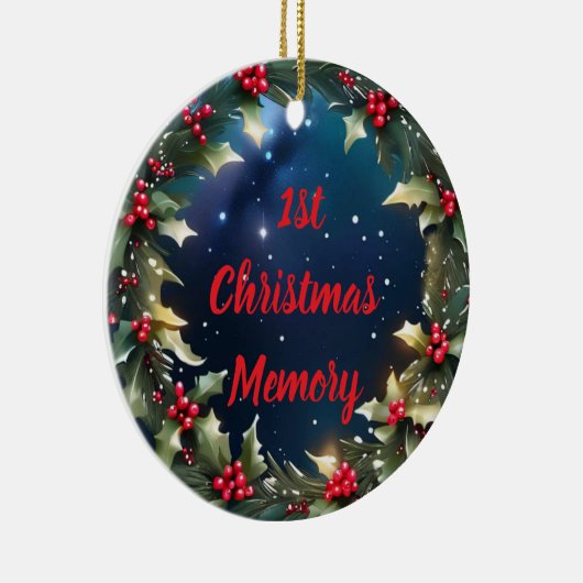 Aanpasbare Hulstbeskrans Aandenken Herinnering Keramisch Ornament (Rechts)