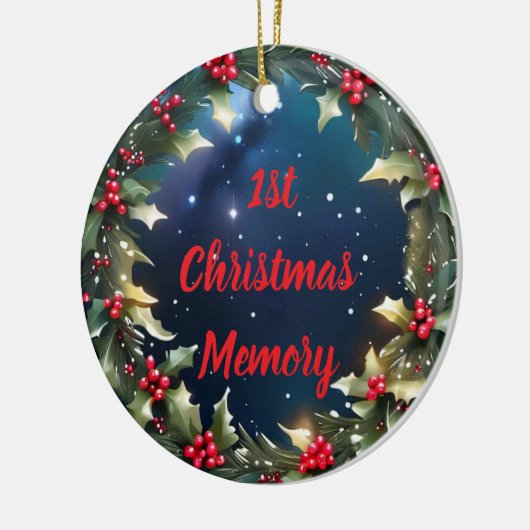 Aanpasbare Hulstbeskrans Aandenken Herinnering Keramisch Ornament (Links)