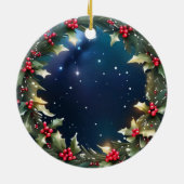 Aanpasbare Hulstbeskrans Aandenken Herinnering Keramisch Ornament (Achterkant)