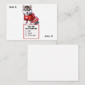 Aanpasbare Husky Puppy Valentijn Notitiekaartje (Voorkant / Achterkant)