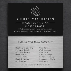 Aanpasbare HVAC Zwarte Stalen Logo Metallic Visitekaartje