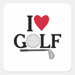 Aanpasbare I love Golfballen Vierkante Sticker