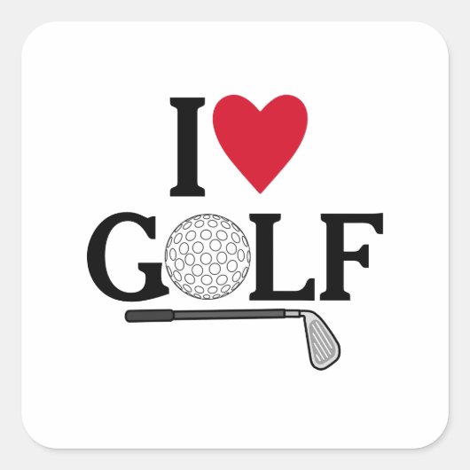 Aanpasbare I love Golfballen Vierkante Sticker (Voorkant)