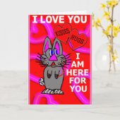 Aanpasbare I Love You Roze Lint Borstkanker Kaart (Gele Bloem)