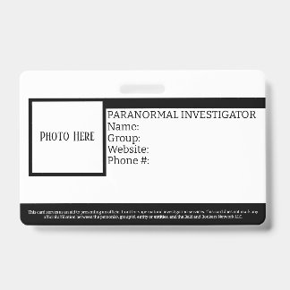 Aanpasbare ID-kaart voor paranormaal onderzoeker Badge