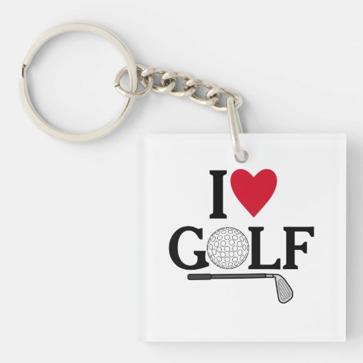 Aanpasbare Ik hou van Golfballen Sleutelhanger (voorkant)