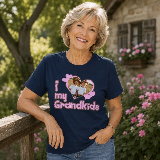 Aanpasbare Ik hou van mijn kleinkinderen Tri-Blend Shirt