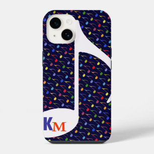 aanpasbare initialen muzieknoot iPhone 14 hoesje