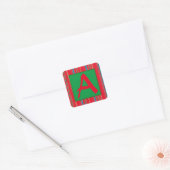 AANPASBARE INITIËLE KERSTSTICKER VIERKANTE STICKER (Envelop)
