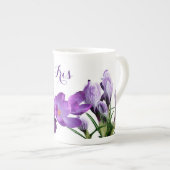 Aanpasbare Iris naam  paarse bloem plezier Porselein Kop (Voorkant rechts)