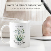 Aanpasbare januari verjaardagsbloem sneeuwklokje koffiemok