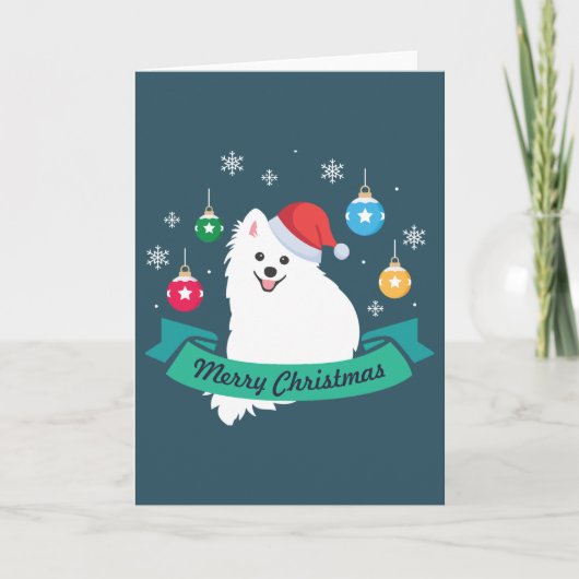 Aanpasbare Japanse Spitz Dog's Merry Christmas Kaart (Voorkant)