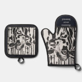 Aanpasbare Jerseykoe Ovenwant & Pannenlap Set (Voorkant)