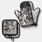 Aanpasbare Jerseykoe Ovenwant & Pannenlap Set (Voorkant / Achterkant)