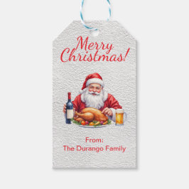 Aanpasbare jolige kerstman kerstfeest cadeaulabel