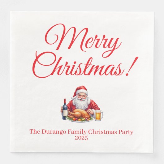 Aanpasbare Jolly Kerstman Kerst Dinner Servet (Voorkant)