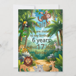 Aanpasbare jungle feest uitnodiging