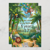 Aanpasbare jungle feest uitnodiging (Voorkant / Achterkant)