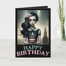 aanpasbare kaart schattig meisje met verjaardagsta