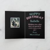 aanpasbare kaart schattig meisje met verjaardagsta (Binnen)