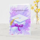 Aanpasbare kaart voor Paars pet afstuderen (Gele Bloem)