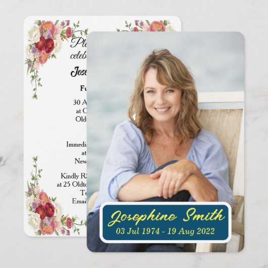 Aanpasbare Kaart voor uitvaartceremonie (Voorkant / Achterkant)