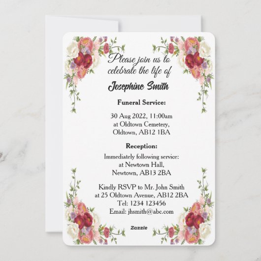 Aanpasbare Kaart voor uitvaartceremonie (Achterkant)