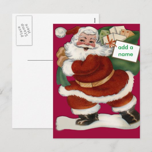 Aanpasbare Kaarten en Stickers voor de kerstman Feestdagenkaart (Voorkant / Achterkant)