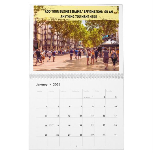 Aanpasbare kalender voor Barcelona (Jan 2026)