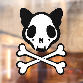 Aanpasbare katten schedel en gekruiste botten raamsticker