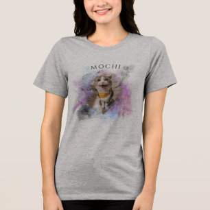 Aanpasbare kattenfototemplate en naam Galaxy Tri-Blend Shirt