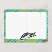 aanpasbare kattenkaart zwart-wit briefkaart (Achterkant)