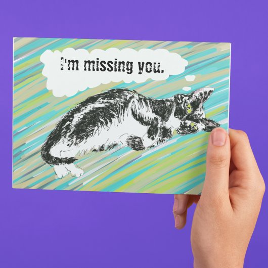 aanpasbare kattenkaart zwart-wit briefkaart