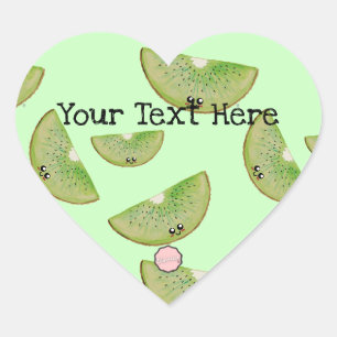Aanpasbare Kawaii Waterverf Kiwi Hart Sticker