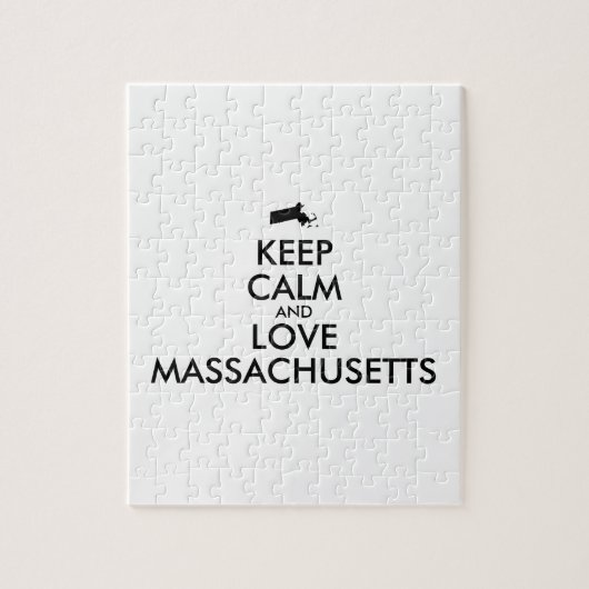 Aanpasbare KEEP CALM en LOVE MASSACHUSETTS Legpuzzel (Verticaal)