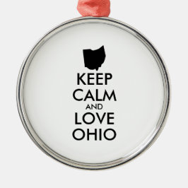 Aanpasbare KEEP CALM en LOVE OHIO Metalen Ornament