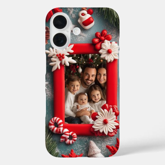 Aanpasbare Kerst Foto Rode Lijst Case-Mate iPhone Case (Achterkant)