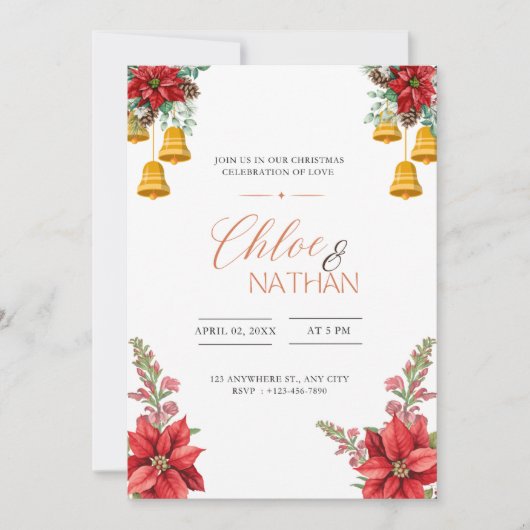 Aanpasbare Kerst Huwelijksuitnodiging Kaart (Voorkant)