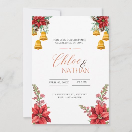 Aanpasbare Kerst Huwelijksuitnodiging Kaart (Achterkant)