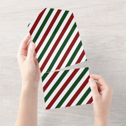Aanpasbare Kerst Strepen All In One Uitnodiging (Afscheurbaar)