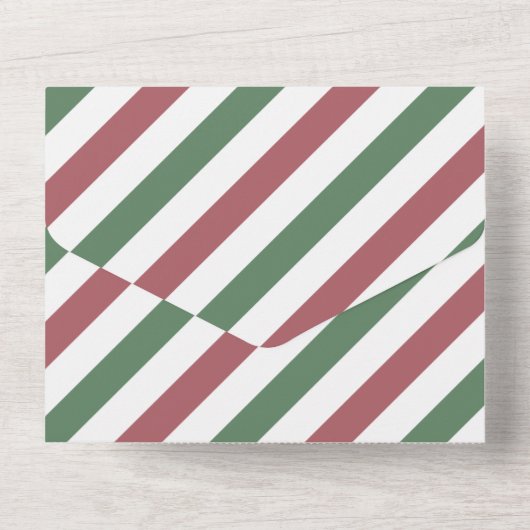 Aanpasbare Kerst Strepen All In One Uitnodiging (Achterkant)