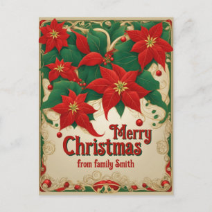Aanpasbare kerstbloem poinsettia's briefkaart