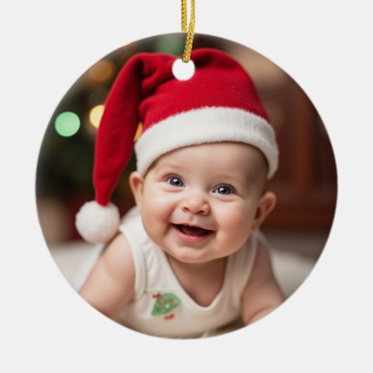Aanpasbare Kerstboom en baby's eerste kerstfeest Keramisch Ornament (Voorkant)